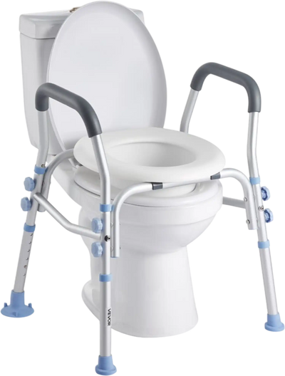 Vevor Raised Toilet Seat Riser Adjustable Height with Arms and Splash Guard New