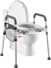 VEVOR Raised Toilet Seat with Handles 350 lb Handicap Elevated Toilet Riser, for Seniors, Elderly & Disabled, Adjustable Height & Width, Soft Cushion Padded, Fits Round, Elongated & V-Shaped Commode