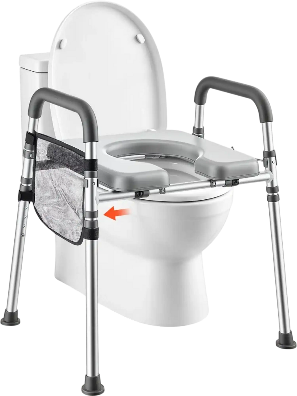 VEVOR Raised Toilet Seat with Handles 350 lb Handicap Elevated Toilet Riser, for Seniors, Elderly & Disabled, Adjustable Height & Width, Soft Cushion Padded, Fits Round, Elongated & V-Shaped Commode