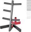 VEVOR Weight Plate Rack, L Frame Weight Plate Tree for 2-Inch Weight Plates, Standard Weight Plate Tree, 500 lbs Load Capacity Weight Storage Holder, Home Gym Barbell Rack Storage Stand, Black & Red