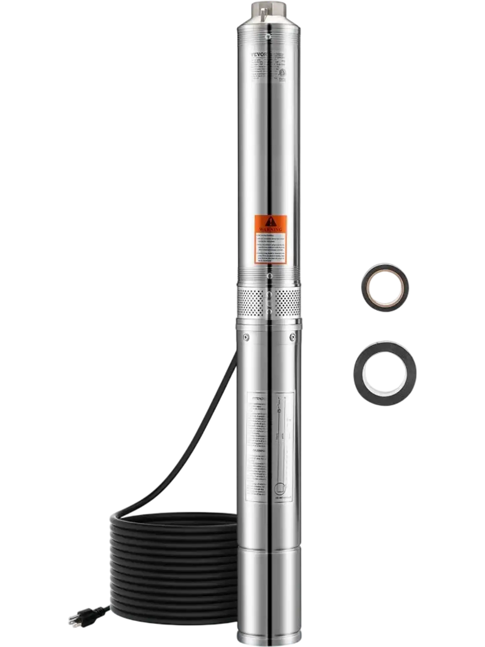 VEVOR Deep Well Submersible Pump, 1.5 HP Output Power, 115V, 31.7 GPM Flow 276 ft Head, with 32.81 ft Cord, Stainless Steel Water Pump, for Industrial, Irrigation, and Home Use, IP68 Waterproof Grade