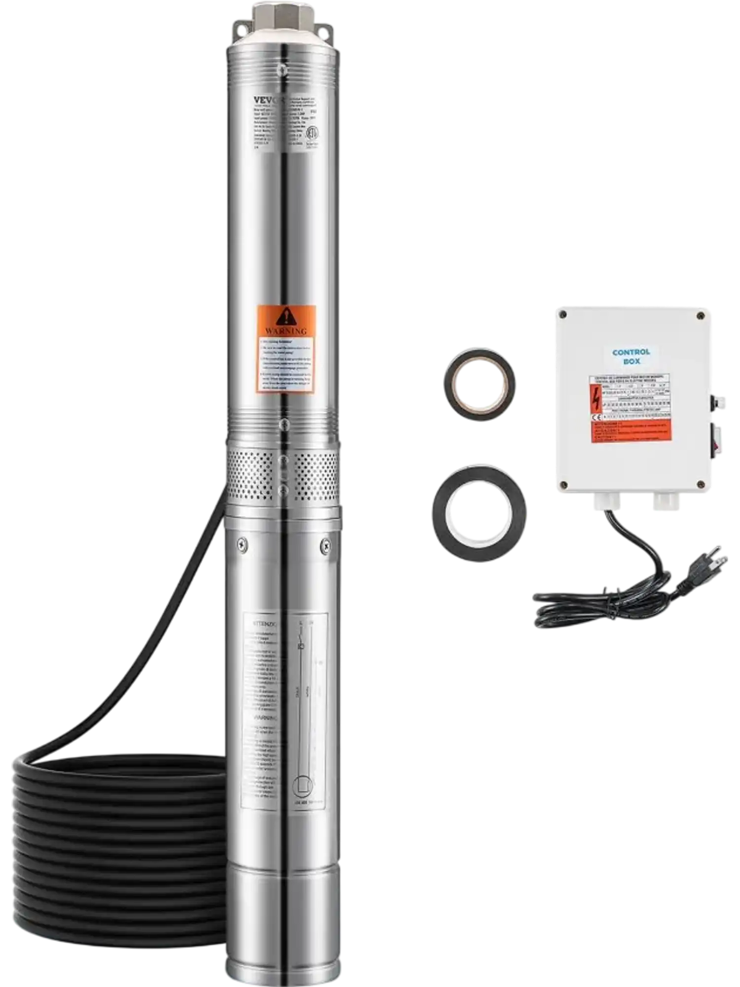 Vevor Deep Well Submersible Pump 1 HP 31.7 GPM 207' Head Stainless Steel New