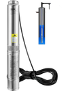 VEVOR Deep Well Submersible Pump, 0.5HP 230V/60Hz, 28gpm 167ft Head, with 33ft Electric Cord, 4\" Stainless Steel Water Pumps for Industrial, Irrigation and Home Use, IP68 Waterproof Grade