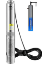 VEVOR Deep Well Submersible Pump, 0.5HP 115V/60Hz, 28gpm Flow 167ft Head, with 33ft Electric Cord, 4\" Stainless Steel Water Pumps for Industrial, Irrigation&Home Use, IP68 Waterproof Grade