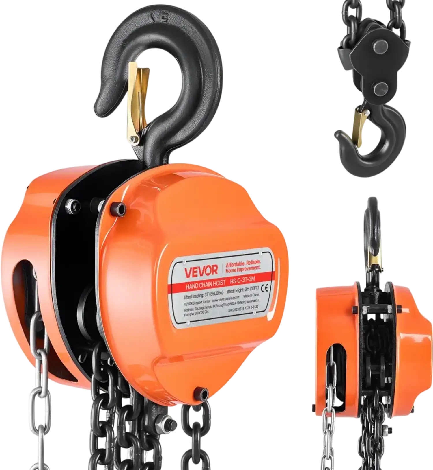 Vevor Manual Chain Hoist 3 Ton 6600 lbs 10' Lift Chain Block New