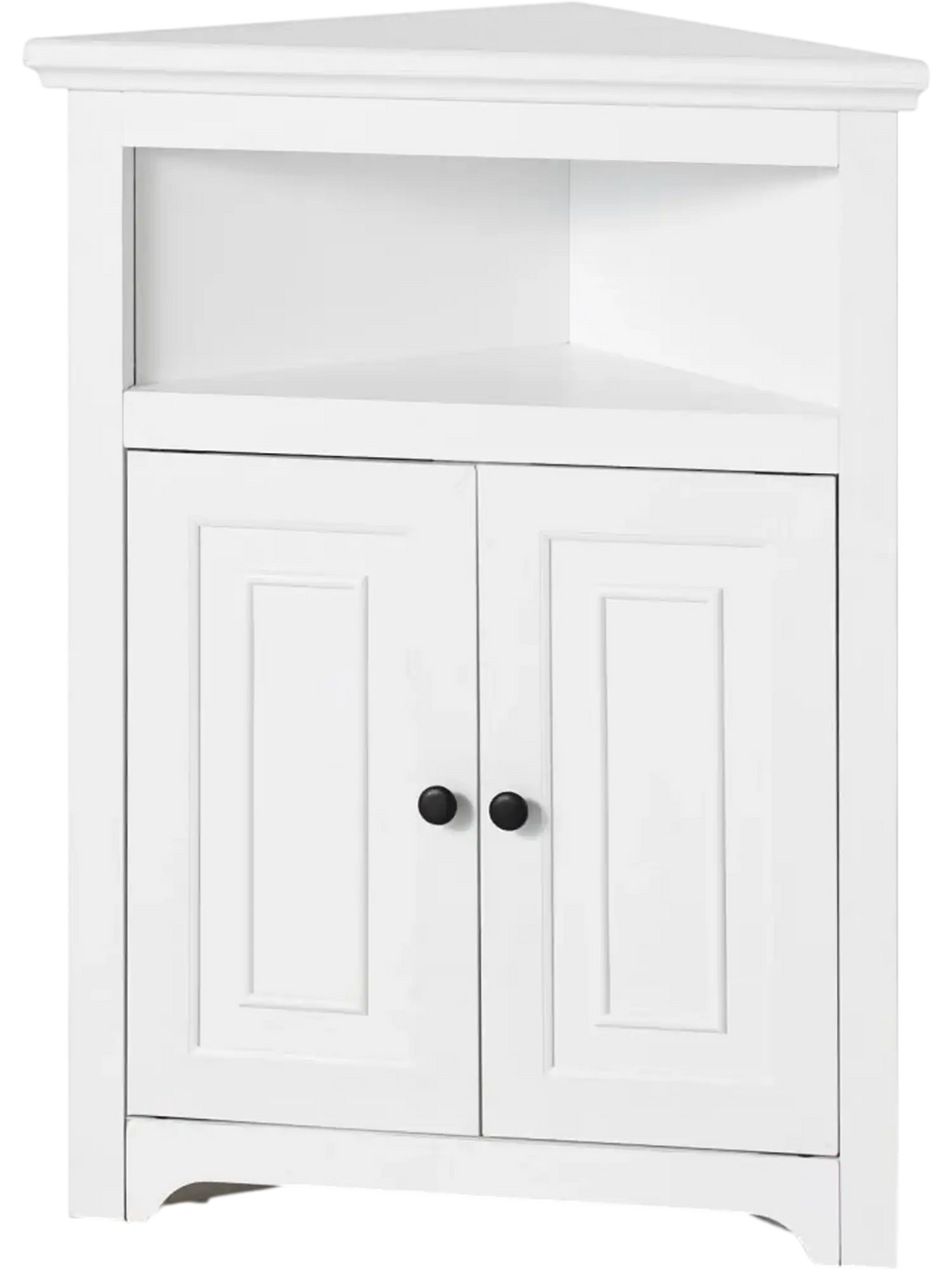 VEVOR 32" Corner Storage Cabinet, 3 Tiers Small Storage Cabinet with 2 Wooden Doors & Adjustable Shelves, Freestanding Corner Kitchen Cabinet for Living Room, Kitchen, Laundry Room, Bathroom, White