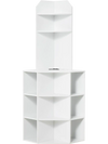 VEVOR 64" Tall Corner Storage Cabinet, 6 Tiers Wooden Storage Cabinet with USB Ports and Outlets & Adjustable Shelves, Freestanding Corner Cabinet for Living Room, Kitchen, Laundry Room, White