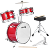 VEVOR Kids Drum Set, 3-Piece 14 in Junior Drum Sets, Beginner Drums Set with Adjustable Throne, Cymbal & Two Pairs of Drumsticks, Musical Learning Drums Instruments Kit, for Children Ages 6-13 (Red)