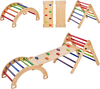 VEVOR Pikler Triangle Set, 5 in 1 Toddler Climbing Toys Indoor Playground, Large Size Wooden Climbing Gym for Toddlers 1-3 Years, Montessori Climbing Set with Triangle, Ramp, and Arch, Colorful