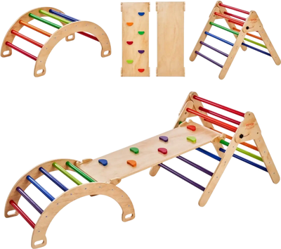 Vevor Pikler Triangle Set 5-in-1 Indoor Playground Montessori Climbing Gym for Toddlers 1-3 Years New