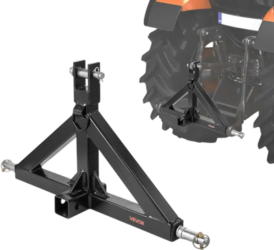VEVOR 3 Point Hitch Receiver with 2 in Receiver, 3pt Quick Hitch Attachment, 3,000 lbs Capacity, Heavy Duty Tractor Tow Drawbar Adapter, Compatible with Kubota, Mahindra, John Deere, Massey Ferguson