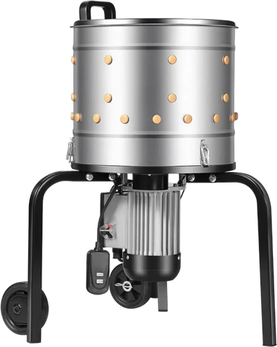 VEVOR Chicken Plucker Machine, 15.7 in Drum, 550W & 275RPM Electric Chicken Plucking Machine with 114 Soft Fingers & Transport Wheels, Stainless Steel Feather Remover for Processing 1-2 Chicks Once