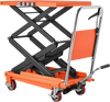VEVOR Hydraulic Lift Table Cart, 770 lbs Capacity 50 in Lifting Height, for Material Handling, Moving, Transportation, Manual Double Scissor Lift Table, with 4 Wheels and Handle, Heavy-Duty Steel