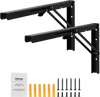 VEVOR Shelf Bracket Foldable, 24” L 2 Pcs , Heavy Duty Floating Shelf Brackets, Brackets for Shelves, 5mm Thick Matte Black L Shelf Bracket,Steel Shelving Brackets with 300 lbs Load Capacity