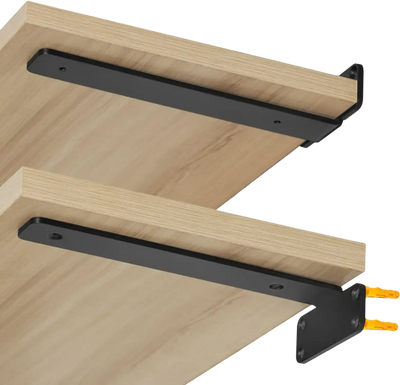 VEVOR Shelf Bracket, 8”L x 4”W x 1.6”H 6 Pcs, Heavy Duty Floating Shelf Brackets, Brackets for Shelves, 5mm Thick Matte Black L Shelf Bracket,Steel Shelving Brackets with 160 lbs Load Capacity