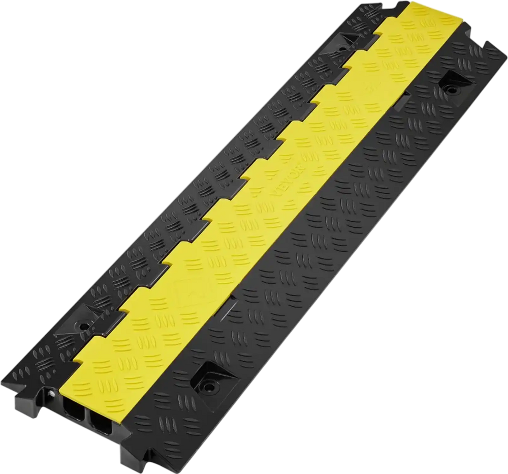 VEVOR Cable Protector Ramp, 2 Channel, 22000 lbs/axle Capacity Heavy Duty TPU Wire Cord Cover Ramp Hose Protector Ramp Driveway, Traffic Speed Bump with TPR Flip-Open Top Cover, for Indoor & Outdoor