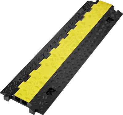 VEVOR Cable Protector Ramp, 2 Channel, 22000 lbs/axle Capacity Heavy Duty TPU Wire Cord Cover Ramp Hose Protector Ramp Driveway, Traffic Speed Bump with TPR Flip-Open Top Cover, for Indoor & Outdoor