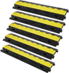 VEVOR 5 PCs Cable Protector Ramp, 2 Channel, 22000 lbs/axle Capacity Heavy Duty TPU Wire Cover Ramp Hose Protector Ramp Driveway, Traffic Speed Bump with TPR Flip-Open Top Cover, for Indoor & Outdoor