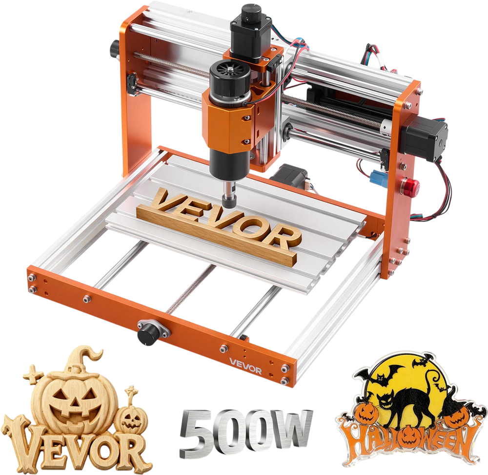 VEVOR CNC Router Machine, 500W Spindle, 3-Axis Wood Engraving Milling Machine, with 300 x 180 x 80 mm Working Area, Offline Controller, Limit Switch, E-Stop, for Wood Acrylic Plastic Carving Cutting