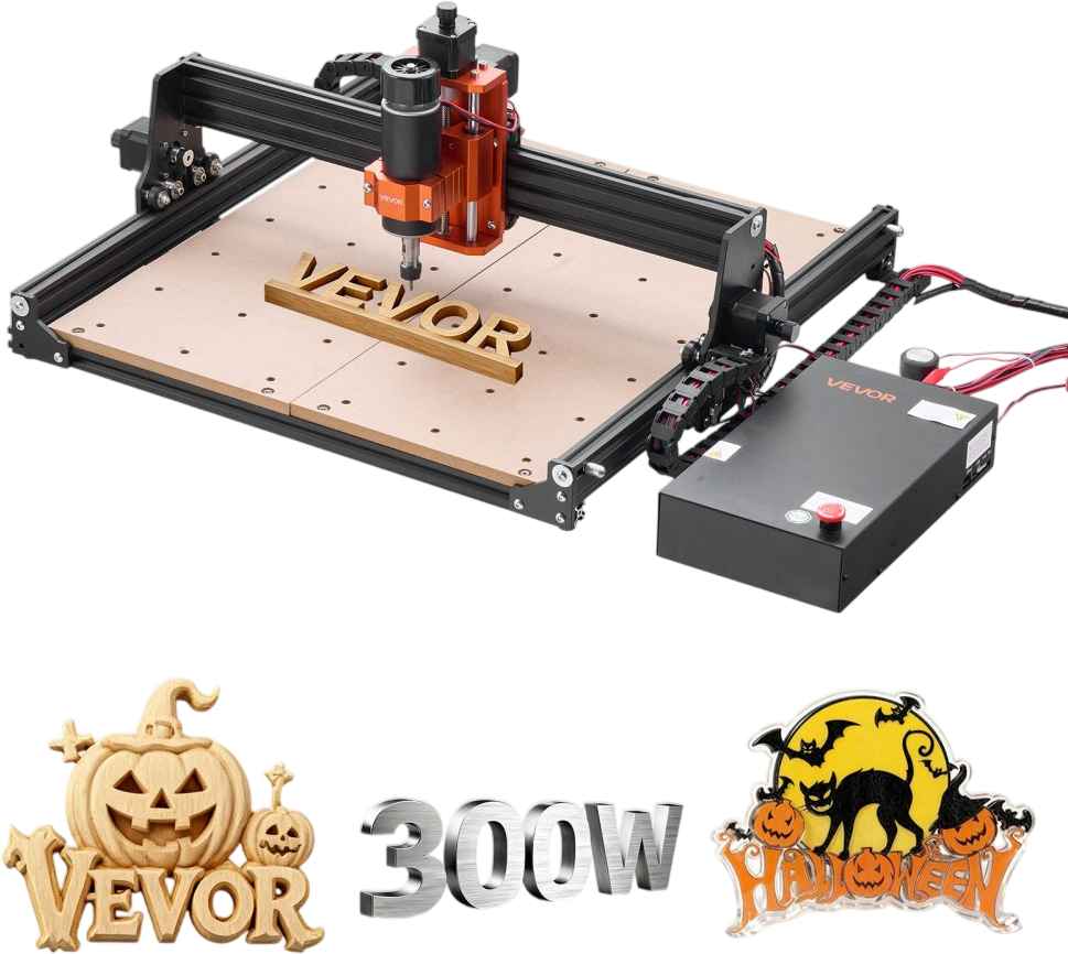 VEVOR CNC Router Machine, 300W Spindle, 3-Axis Wood Engraving Milling Machine, with 15.75 x 15.75 x 2.36 in Working Area, Offline Controller, Aluminum Alloy Structure, for Wood Acrylic Carving Cutting