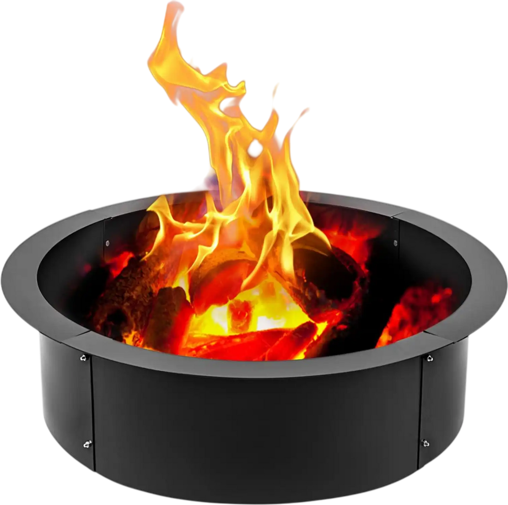 VEVOR Fire Pit Ring 42-Inch Outer/36-Inch Inner Diameter, Fire Pit Insert 3.0mm Thick Heavy Duty Solid Steel, Fire Pit Liner DIY Campfire Ring Above or In-Ground for Outdoor