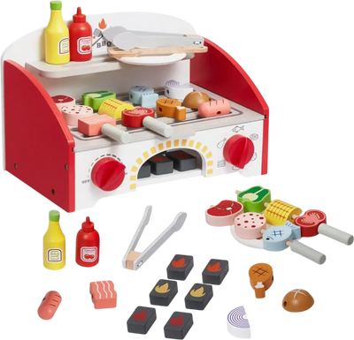 Vevor BBQ Grill Playset Wooden Kids Pretend Cooking Toy Set 26 PCS New