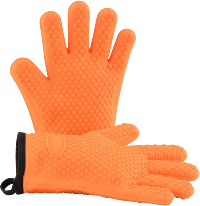 VEVOR Silicone Smoker Oven Gloves, Non-Slip Heat Resident BBQ Grill Gloves with Fingers, Waterproof & Hangable Design, Easy to Clean & Store, for Grilling, Oven, BBQ, Baking, Frying