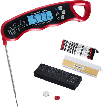 VEVOR Digital Grill Thermometer, 1°F High-precision thermometer for Grill and Cooking, -58~572°F Measuring Range, IP65 Waterproof 3s measure, 180° Foldable Probe with Backlight & Back Magnetic