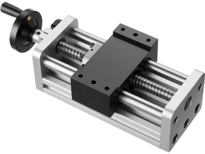 VEVOR Linear Stage Actuator, 100 mm Effective Stroke, Ball Screw CNC Linear Motion Guide Rail, Double Optical Axis, C7 High-Precision, Bearing Slide Block, Manual Handwheel, for CNC Router X Y Z Axis