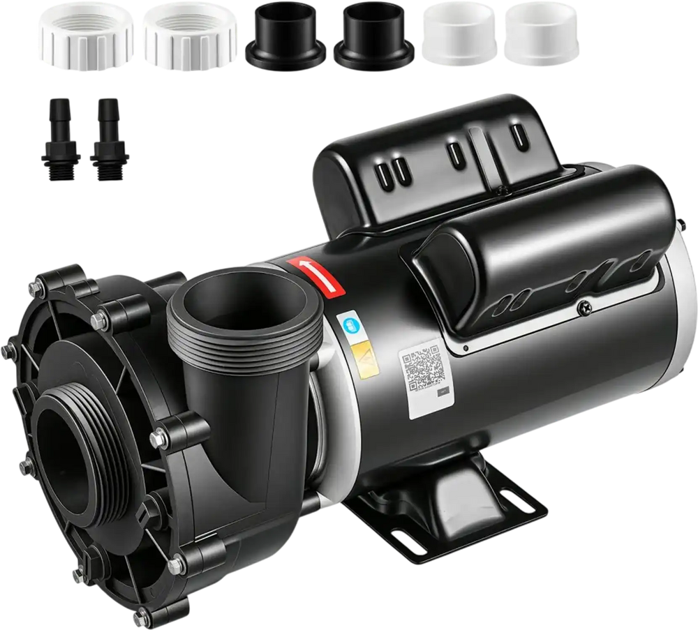 VEVOR SPA Pump 3HP Hot Tub Pump 2 Speed 48 Frame with 1.5" & 2" Port, 230V, 190 GPM High Speed & 90 GPM Low Speed, 90° Rotational Interface, SPA Bath Water Circulation, Compatible with OEM Models