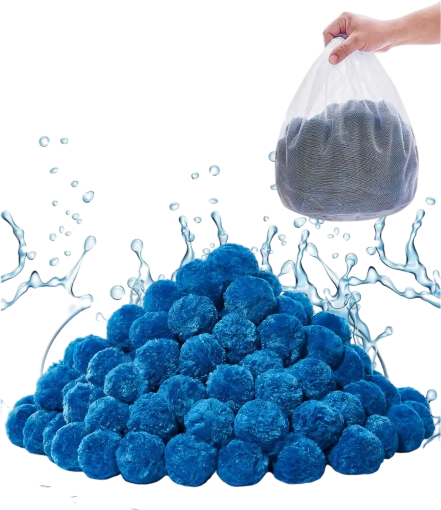 Vevor Pool Filter Balls 1.5 lbs Reusable Blue Polyester Fiber Filter Media with Wash Bag New
