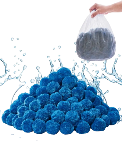 VEVOR Pool Filter Balls for Sand Filter, 1.5 lbs, Filter Balls Replace Pool Filter Sand, Reusable Blue Polyester Fiber Filter Media with Wash Bag, for Swimming Pool Aquarium Tank Above Ground Pool