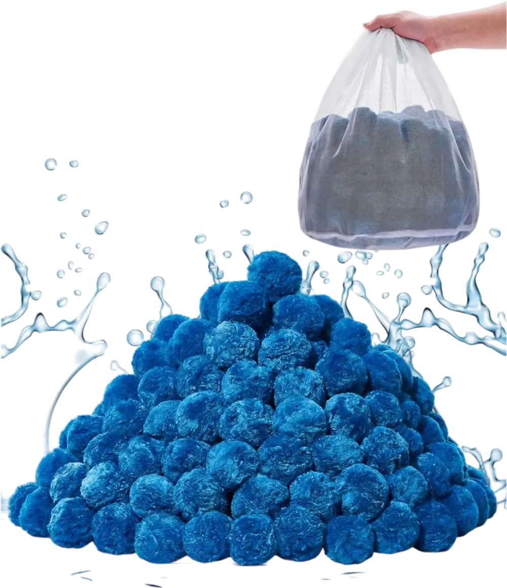 VEVOR Pool Filter Balls for Sand Filter, 3.1 lbs, Filter Balls Replace Pool Filter Sand, Reusable Blue Polyester Fiber Filter Media with Wash Bag, for Swimming Pool Aquarium Tank Above Ground Pool