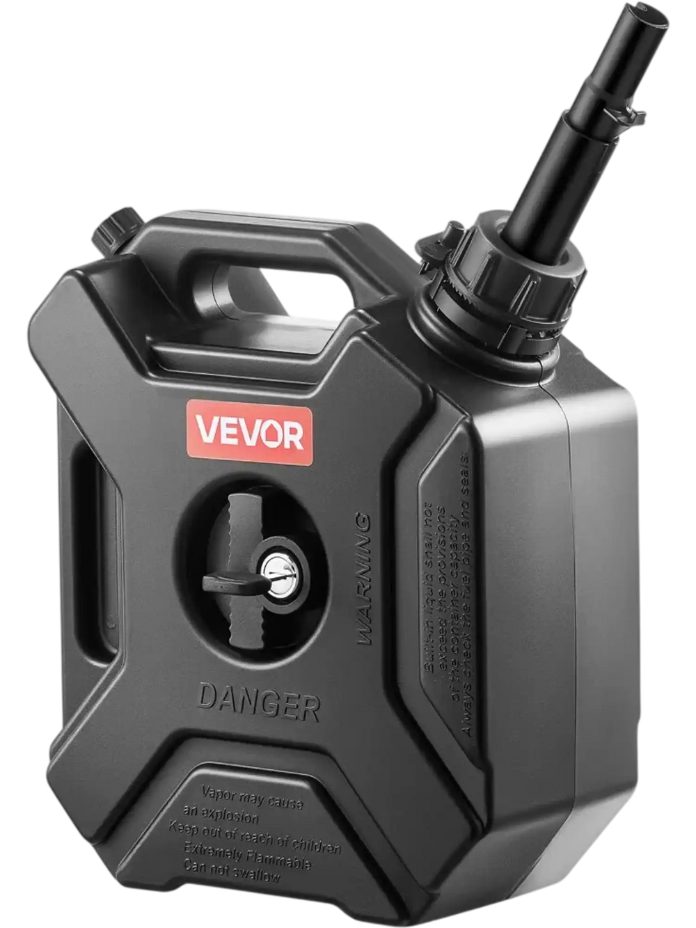 VEVOR Fuel Container, 1.3 Gallon, Gas Can with Spout and Lockable Bracket, 15 L/min Max Flow Rate, Secure & Leak-proof, Portable Flat Fluid Container for Most Cars Motorcycle ATV UTV, Black