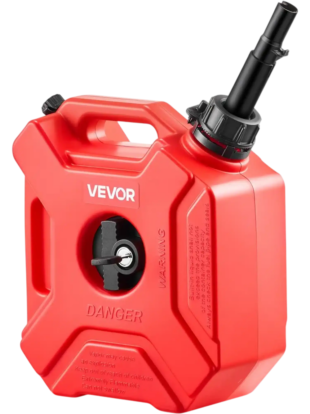 VEVOR Fuel Container, 1.3 Gallon, Gas Can with Spout and Lockable Bracket, 15 L/min Max Flow Rate, Secure & Leak-proof, Portable Flat Fluid Container for Most Cars Motorcycle ATV UTV, Red