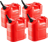 VEVOR Fuel Container, 5 Gallon, Gas Tank with Spout & Clear Scale, 15 L/min Max Flow Rate, Secure & Leak-proof, Portable Flat Fluid Container for Most Cars Motorcycle ATV UTV, Red, 4 Packs