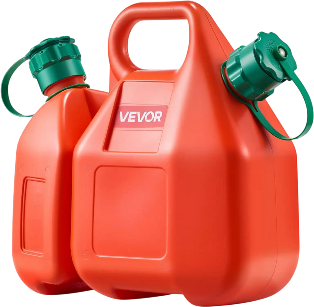 VEVOR Fuel Container, 1.6 Gallon, Fuel Tank with Spout & 0.5 Gallon Extra Oil Container, 5.5 L/min Max Flow Rate, Leak-proof and Portable Flat Fluid Container for Most Cars Motorcycle ATV UTV
