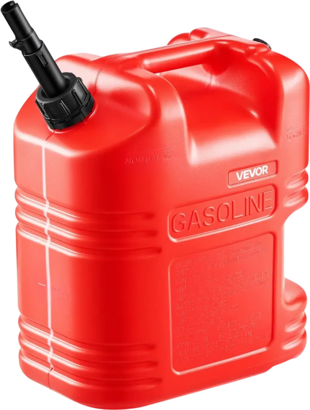 VEVOR Fuel Container, 5 Gallon, Gas Tank with Spout & Clear Scale, 15 L/min Max Flow Rate, Secure & Leak-proof, Portable Flat Fluid Container for Most Cars Motorcycle ATV UTV, Red, 1 Pack