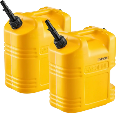 Vevor Fuel Container 5 Gallon Portable Gas Tank with Spout Clear Scale Yellow 2 Pack New