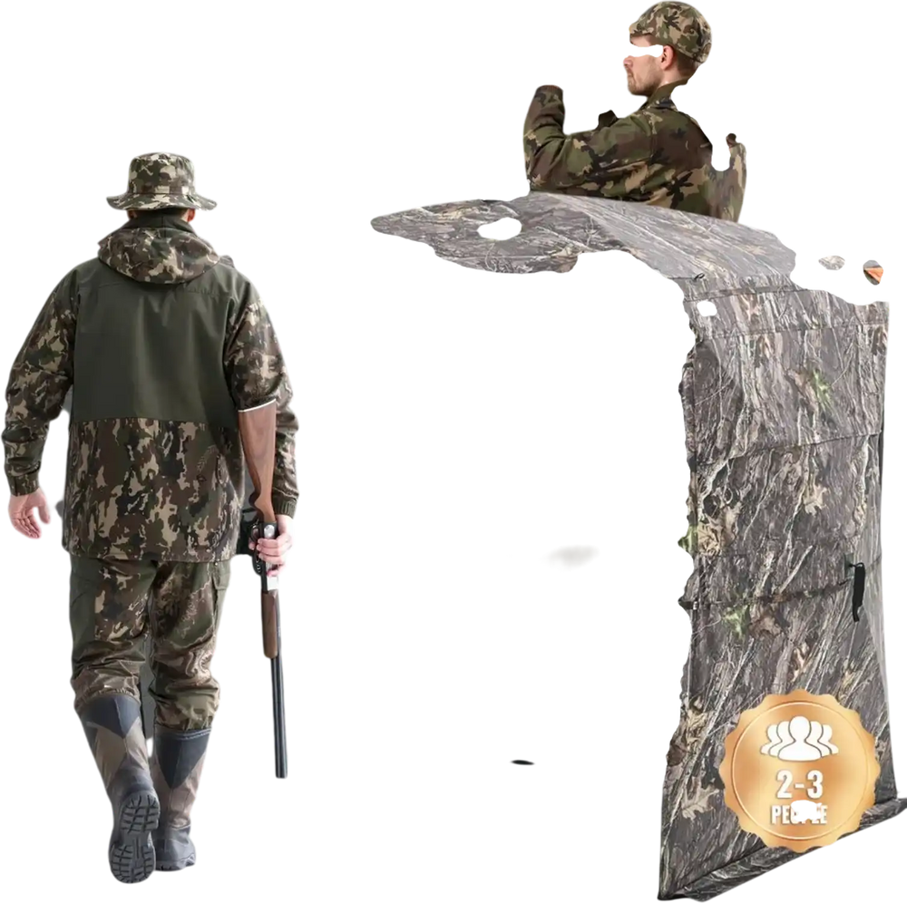 VEVOR Hunting Blind, 2-3 Person See Through Ground Blinds with Carrying Bag, 360 Degree Portable Camouflage Tent, Durable Concealed Shelter with Silent Side Door and Window, for Turkey and Deer