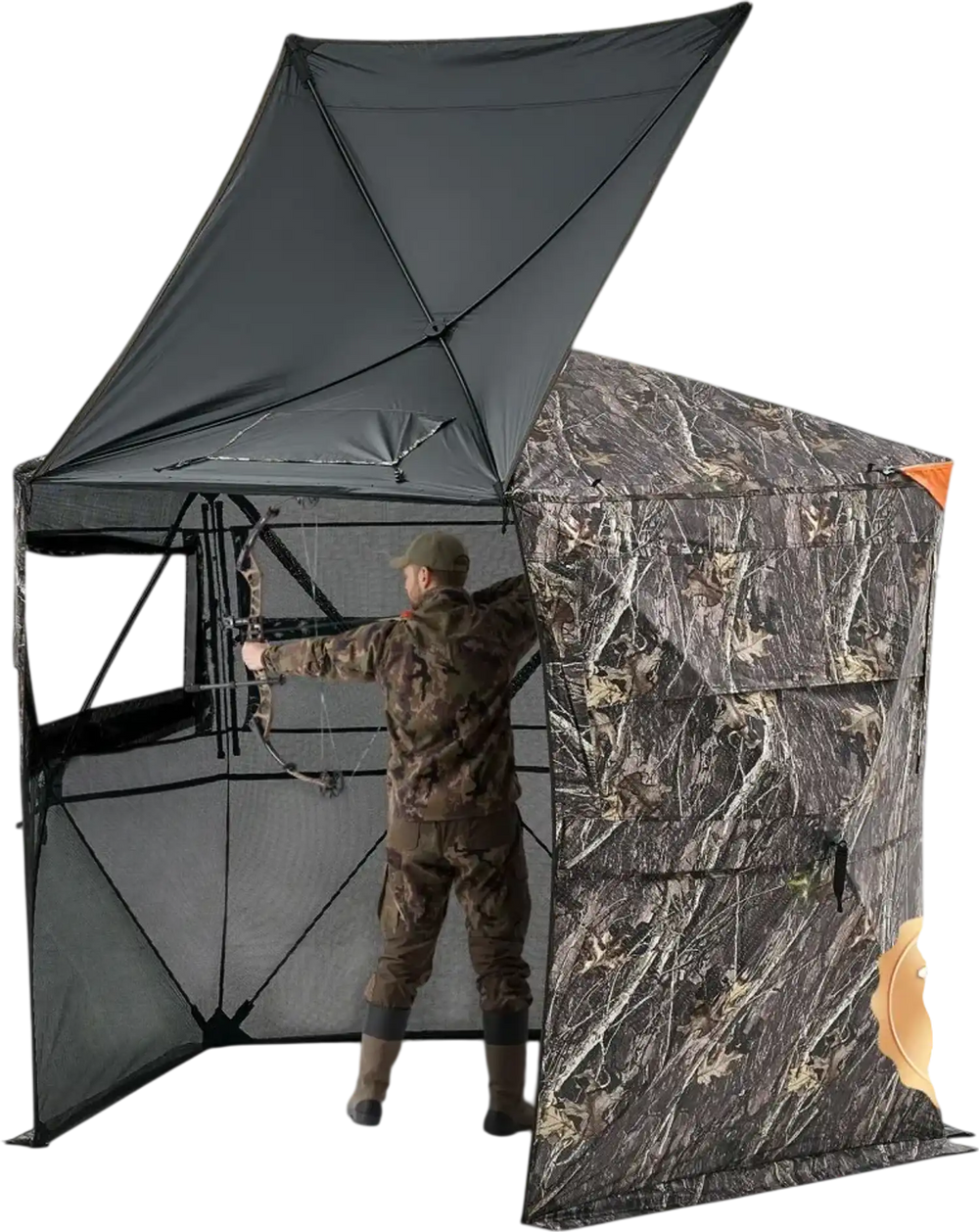 VEVOR Hunting Blind, 6-7 Person, 288 Degree 5 Side See-Through Ground Blinds with Carrying Bag, Portable Camouflage Tent, Durable Concealed Shelter with Silent Zipper Door and Window, for Turkey Deer