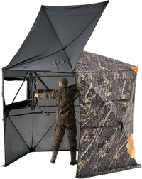 VEVOR Hunting Blind, 6-7 Person, 288 Degree 5 Side See-Through Ground Blinds with Carrying Bag, Portable Camouflage Tent, Durable Concealed Shelter with Silent Zipper Door and Window, for Turkey Deer