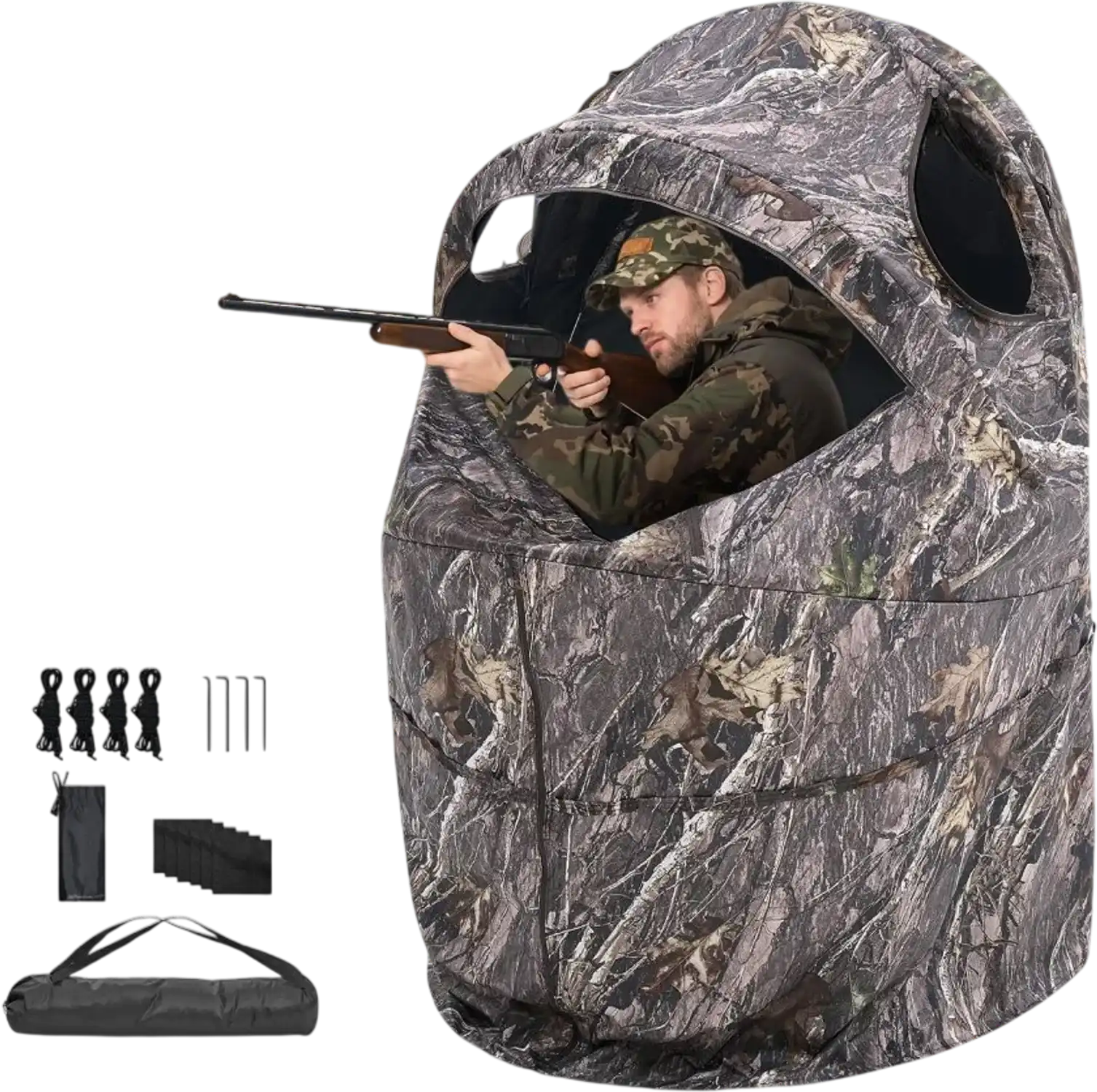 Vevor Hunting Blind Portable Camouflage Single-Person Ground Blind with Carrying Bag New