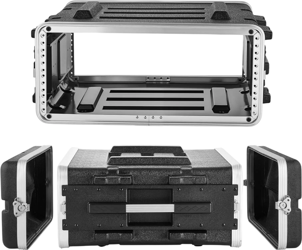 VEVOR 4U Rack Case, Standard 19 in Depth, Server Rack Cabinet with ABS Construction, Recessed Twist Latches, Detachable Front & Back Cover, Easy Installation, for Amplifiers, 18.4 in Internal Depth
