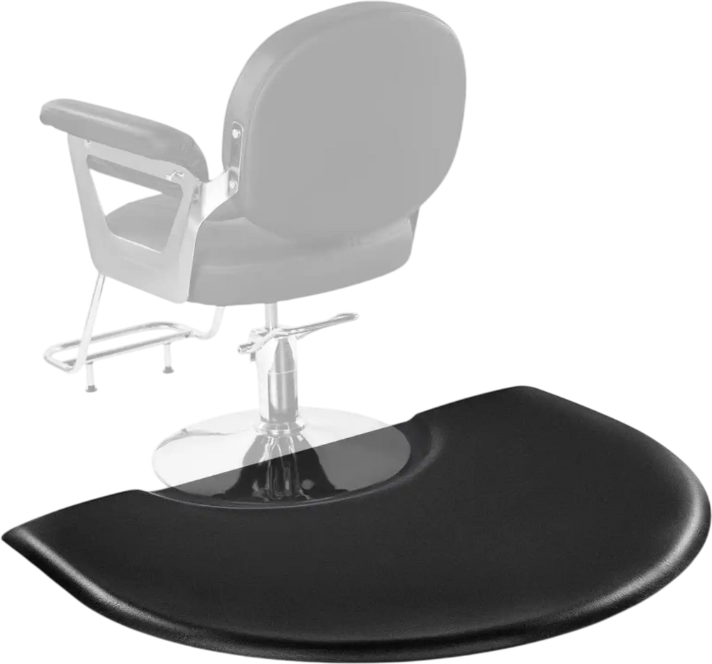 VEVOR Salon Mat for Hair Stylist, 3 x 4 FT Semi-circle Salon Chair Mat, 1-inch Thickened Anti Fatigue Barber Shop Floor Mat with Round Cut Out, Easy-to-Clean PVC Surface & Anti-Trip Beveled Edges