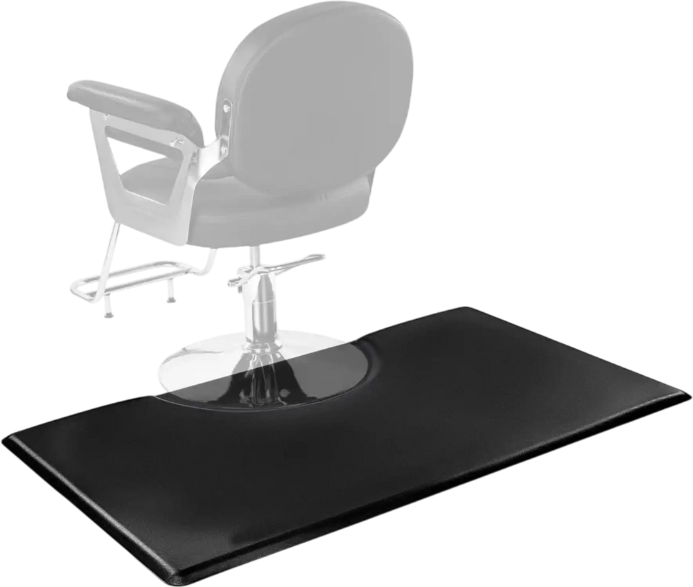 VEVOR Salon Mat for Hair Stylist, 3 x 5 FT Rectangle Salon Chair Mat Anti Fatigue, 7/8" Thickened PVC + PU Barber Shop Floor Mat with Round Cut Out, Anti-Trip Beveled Edges & Non-slip Bottom