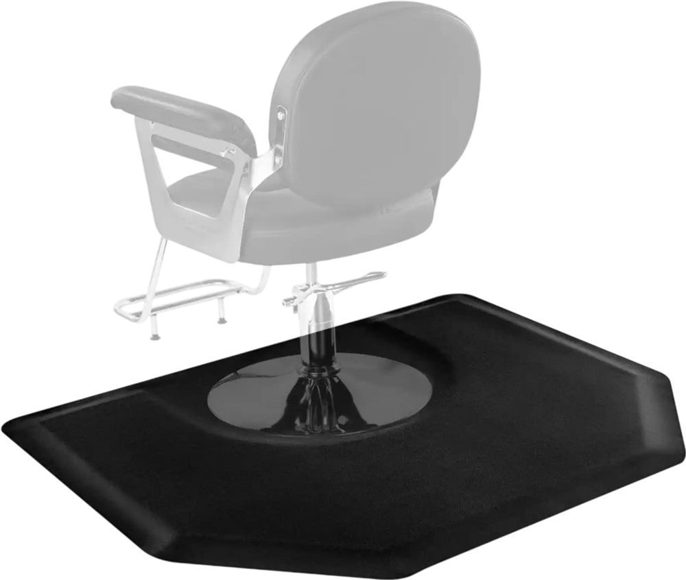 VEVOR Salon Mat for Hair Stylist, 4 x 5 FT Hexagon Salon Chair Mat Anti Fatigue, 1/2-inch Thickened Barber Shop Floor Mat with Round Cut Out, Easy-to-Clean PVC Surface & Anti-Trip Beveled Edges