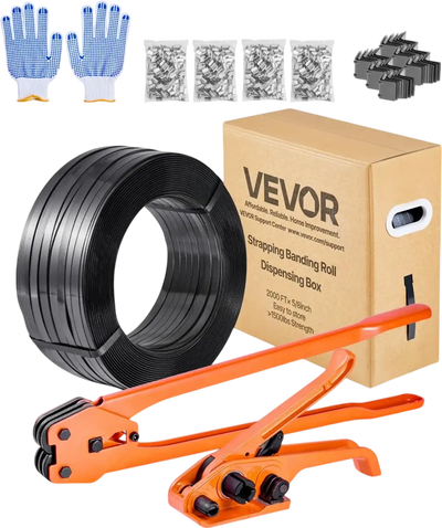 Vevor Strapping Kit Heavy-Duty Manual Banding Sealer Tool with 2000' PET Band, 600 Metal Seals & 200 Corner Protectors New