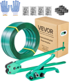 VEVOR Banding Strapping Kit, Heavy Duty Banding Sealer Tool with 1500 ft PET Band, 450 Metal Seals, 150 Corner Protectors & Gloves, Plastic Pallet Packaging Strapping Kit for Warehouse/Shipping/Moving