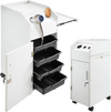 VEVOR Salon SPA Beauty Hairdressing Cart White Storage Trolley with 4 Drawers Rolling Wheels Lockable 2 Keys with Hairdryer Holder Space-Saving Side Tray